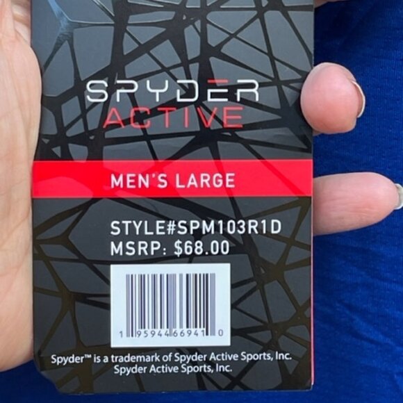 Spyder NWT Shirt Men's Mock Neck Long Sleeve Active Pro Web Blue Stretch Sz Lrg - Picture 9 of 16
